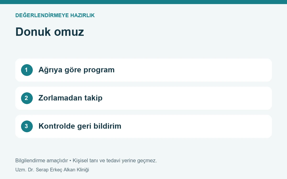 Donuk omuz: Ağrıya göre program, Zorlamadan takip, Kontrolde geri bildirim