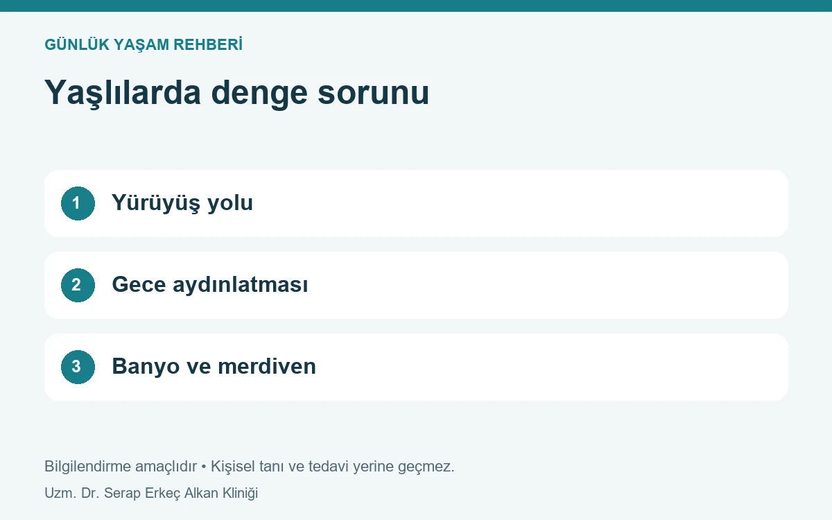 Yaşlılarda denge sorunu: Yürüyüş yolu, Gece aydınlatması, Banyo ve merdiven