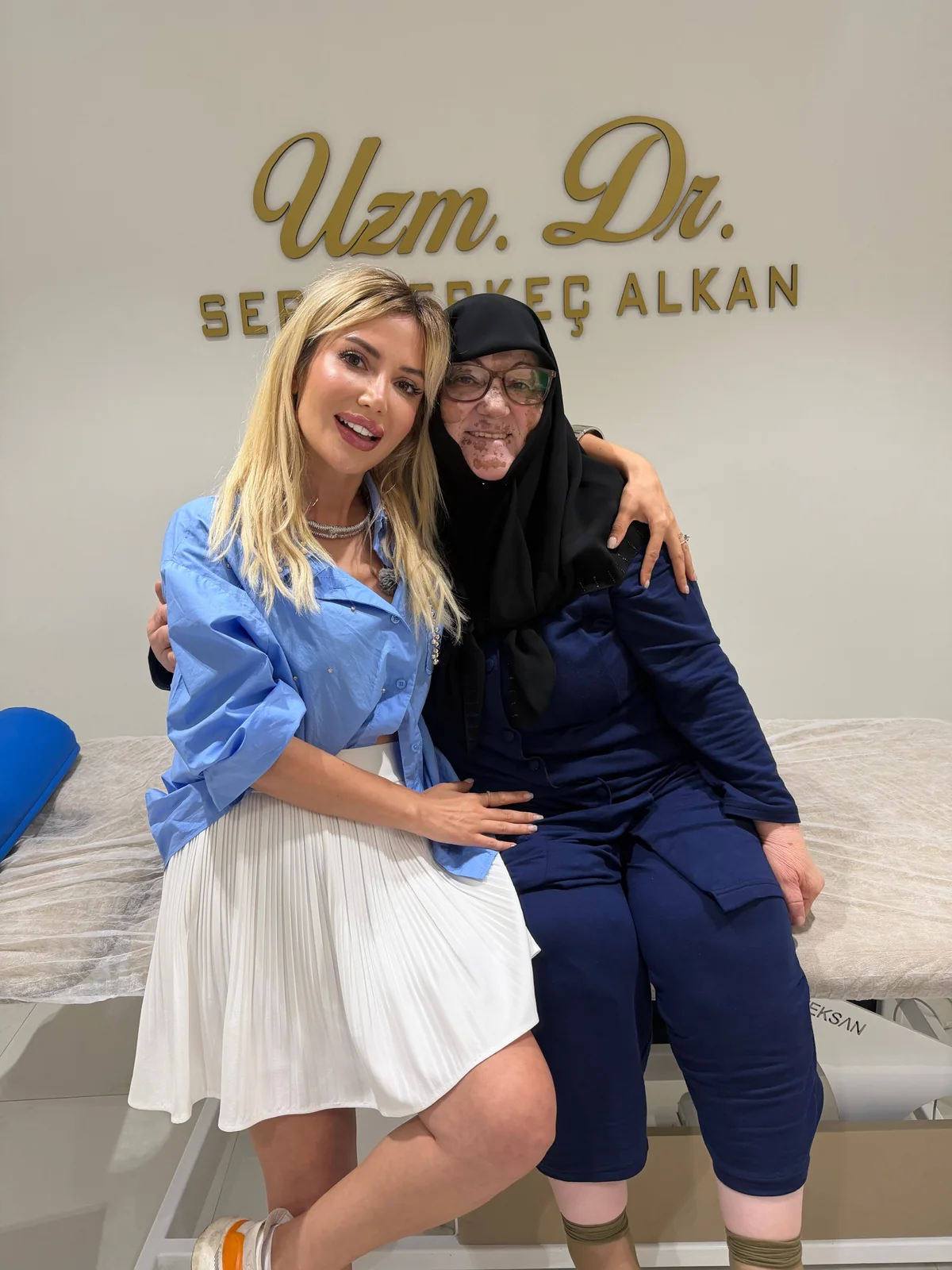 Dr. Serap Erkeç Alkan with a patient visiting her clinic